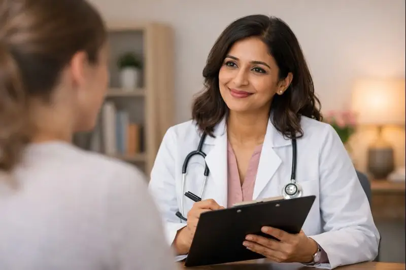 Labiaplasty consultation with female doctor in a private women’s health clinic