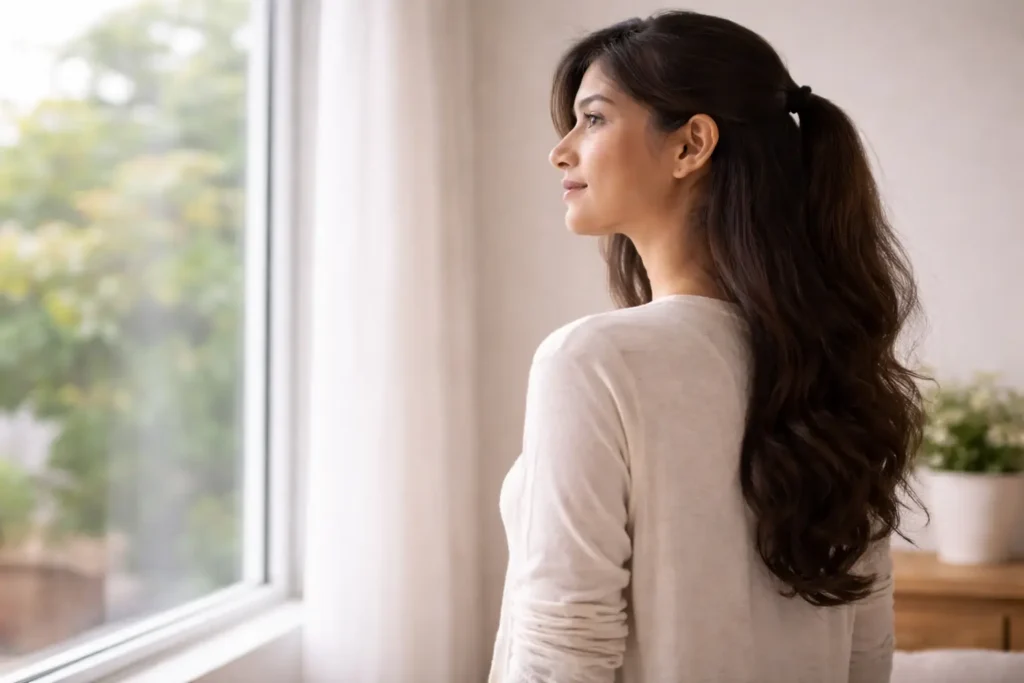 Can a doctor tell if I’ve had hymenoplasty illustrated by woman reflecting privately near window